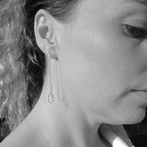 White gold thread earrings