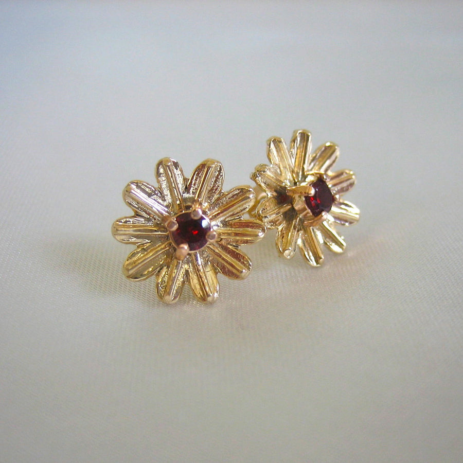 Earrings - Gold Stud Flower Earrings