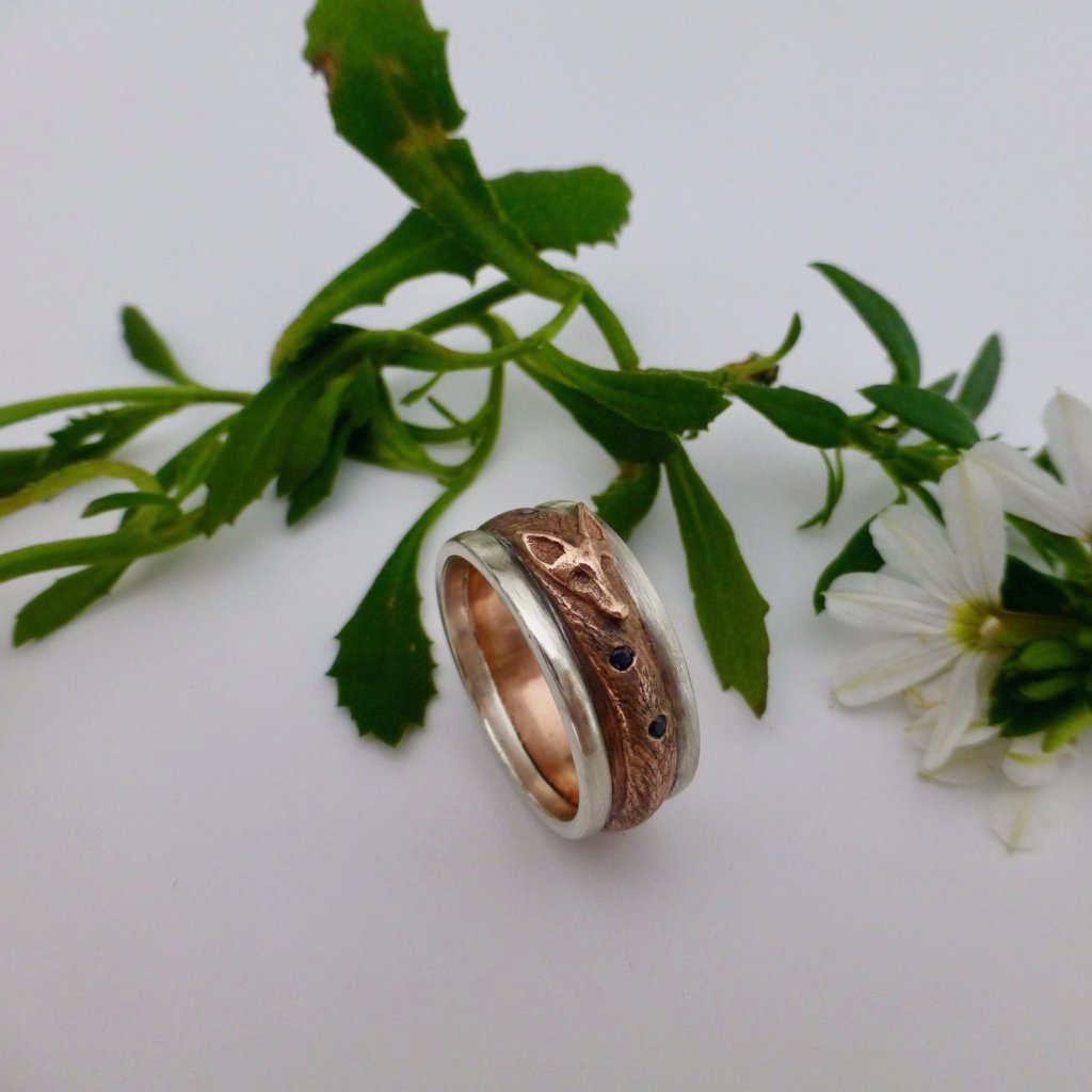 Fox ring silver and copper