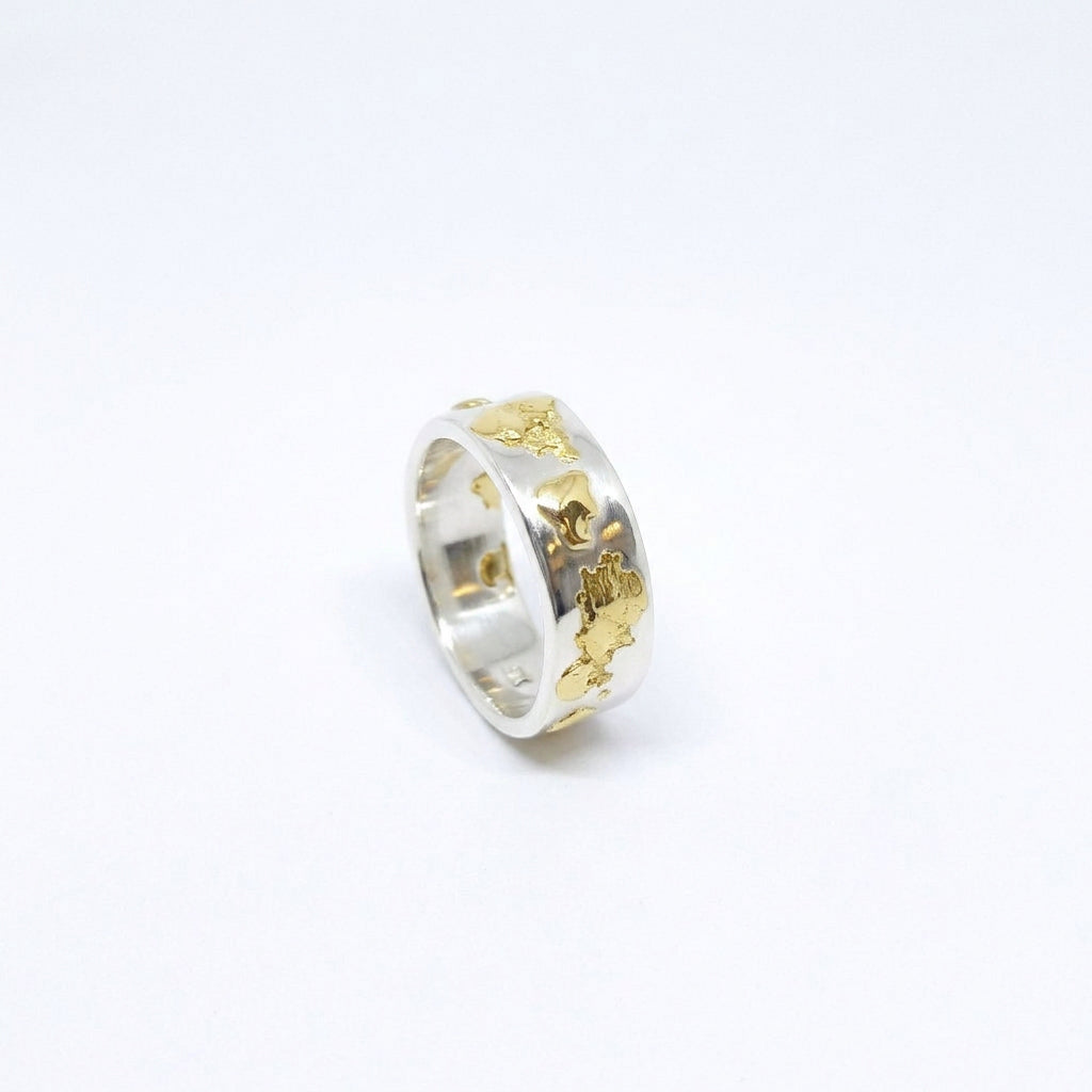 18ct gold and Silver designer mens ring