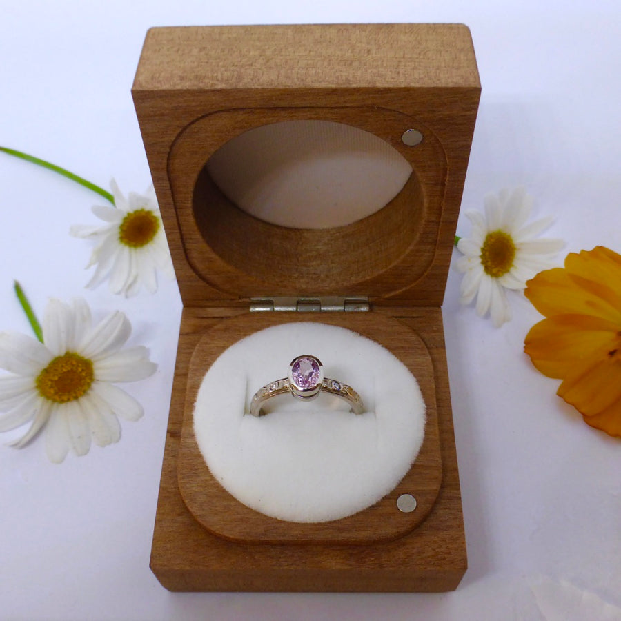 Pink sapphire engagement ring 