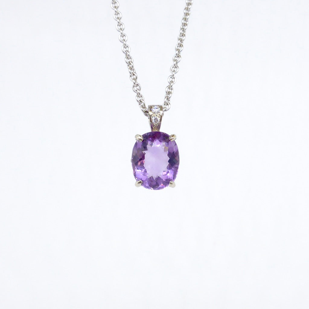 Amethyst necklace store white gold