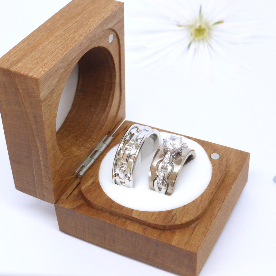 Chain style wedding band in white gold by Louise Shaw Jewellery
