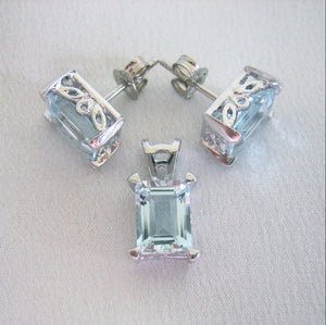 Custom - 18ct White Gold Custom Jewellery Set With Earrings, Pendant And Ring