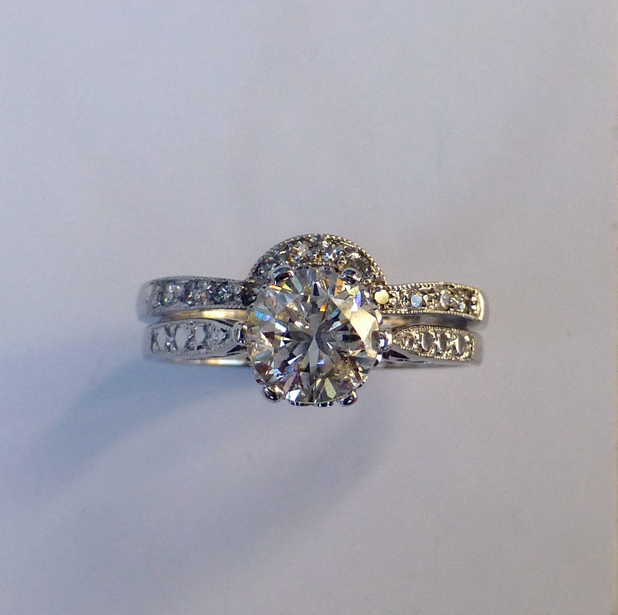 Custom made 18ct White Gold Wedding & Engagement Ring