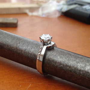 Custom - 18ct White Gold Wedding & Engagement Ring