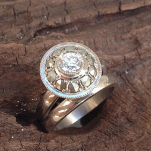 Custom - Engagement And Wedding Ring With Marcasite And Diamond.