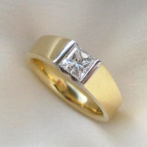 Custom - Engagement Ring In 18ct With W/Gold Princess Cut Diamond Setting
