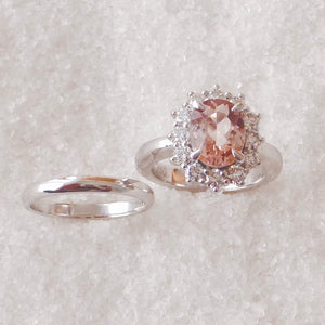 Morganite wedding ring set
