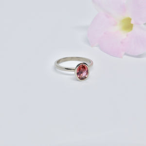 White gold and pink tourmaline ring byron bay
