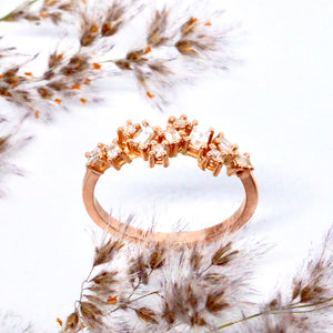 Rose gold baguette wedding ring