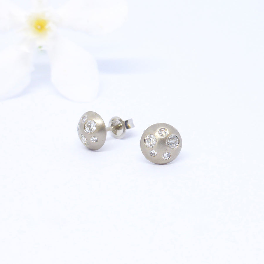 18ct white gold button stud earrings