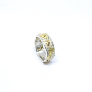 Silver and gold mens ring