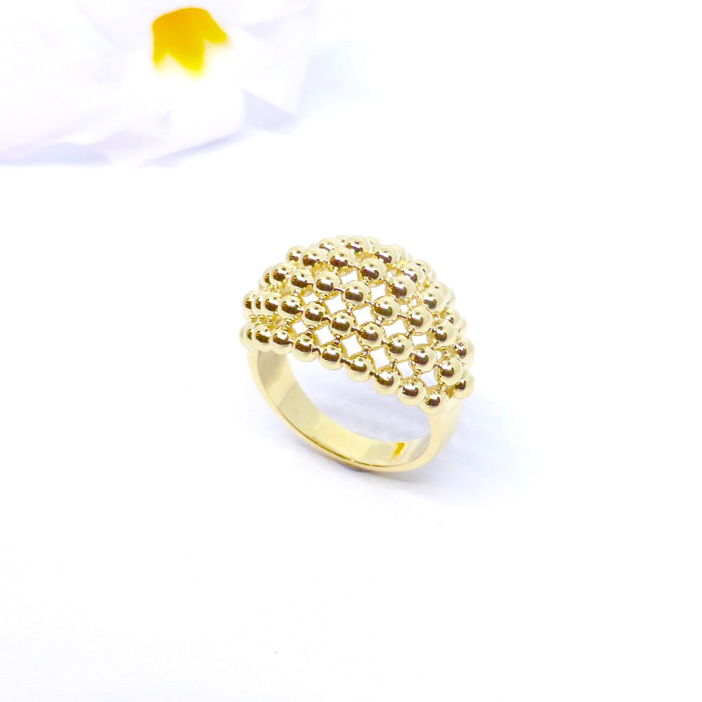 Yellow gold Bubble design wedding ring, designed and handcrafted by Louise Shaw Jewellery in Byron Bay