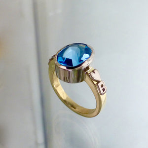 Rings - Custom 18ct White, Yellow Gold And Blue Tourmaline Dress Ring