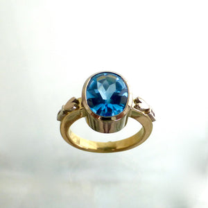 Rings - Custom 18ct White, Yellow Gold And Blue Tourmaline Dress Ring