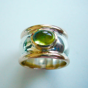 Rings - Peridot, 18ct And Sterling Silver Dress Ring